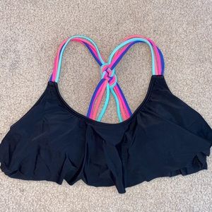 Multicolor Strap Black Bikini Top